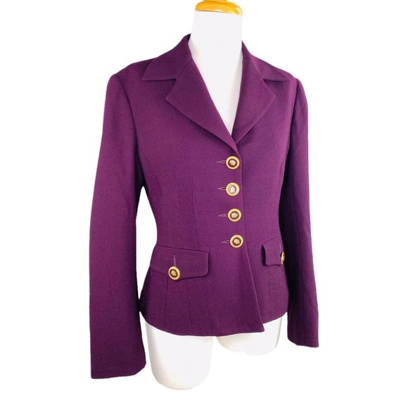 Georgiou Jackets & Blazers - Georgiou Studio Wool Blazer Vintage 90s Womens Size 6P Plum Color Pristine NWOT